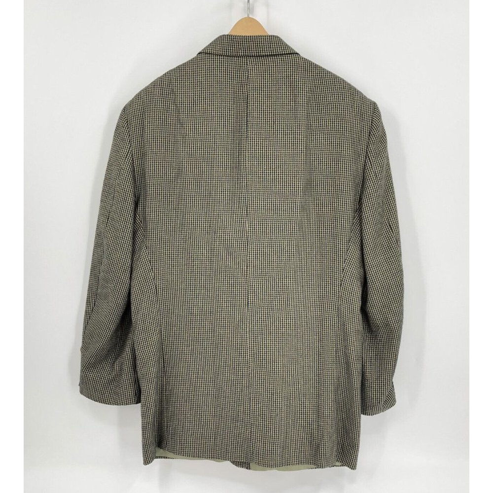 Oscar De La Renta Mens 44R Green Grey Silk Blend Houndstooth Sport Coat Blazer - Picture 8 of 12